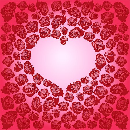 simsearch:400-06912374,k - Heart of dark red roses on a pink background, hand drawing Valentines vector illustration Stock Photo - Budget Royalty-Free & Subscription, Code: 400-07222885