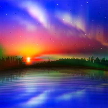 simsearch:400-07924233,k - abstract nature background with aurora and forest Foto de stock - Super Valor sin royalties y Suscripción, Código: 400-07222915