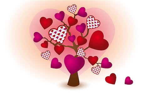 simsearch:400-05902207,k - Tree of love - beautiful illustration for Valentines day with tree decorated by creative hearts Stock Photo - Budget Royalty-Free & Subscription, Code: 400-07222950