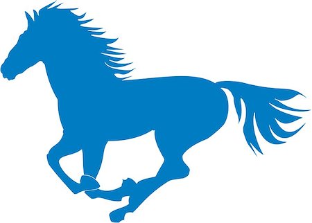 Vector illustration. The silhouette of the prancing blue horse Stock Photo - Budget Royalty-Free & Subscription, Code: 400-07223100