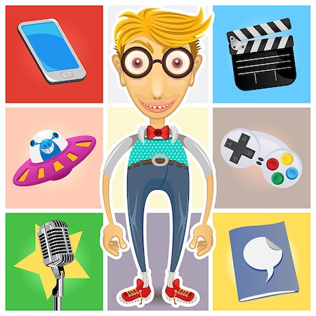 escova (artist) - A Guy Represented Of Gadget Technology Aliens Film Video Games Nerd Geek And Dork Stock Photo - Budget Royalty-Free & Subscription, Code: 400-07223381
