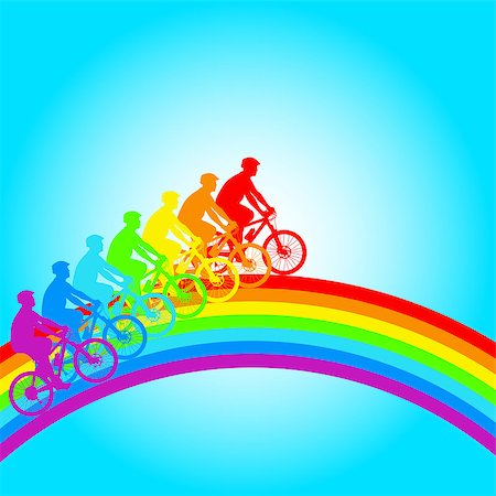 simsearch:400-05188041,k - Silhouette of a cyclist a rainbow male.  vector illustration. Stockbilder - Microstock & Abonnement, Bildnummer: 400-07223390