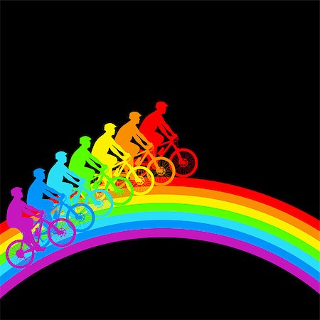 simsearch:400-05188041,k - Silhouette of a cyclist a rainbow male.  vector illustration. Stockbilder - Microstock & Abonnement, Bildnummer: 400-07223391