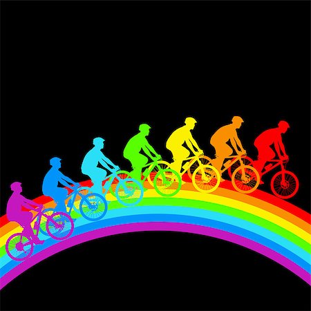 simsearch:400-05188041,k - Silhouette of a cyclist a rainbow male.  vector illustration. Stockbilder - Microstock & Abonnement, Bildnummer: 400-07223393