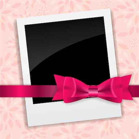 simsearch:400-04744751,k - Valentine`s Day Photo Card with Bow and Ribbon Vector Illustration Foto de stock - Super Valor sin royalties y Suscripción, Código: 400-07223420