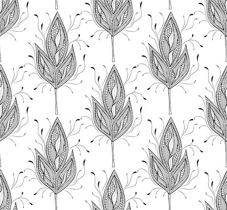 simsearch:400-08675806,k - Vector illustration of seamless pattern with abstract leaves Foto de stock - Super Valor sin royalties y Suscripción, Código: 400-07223436