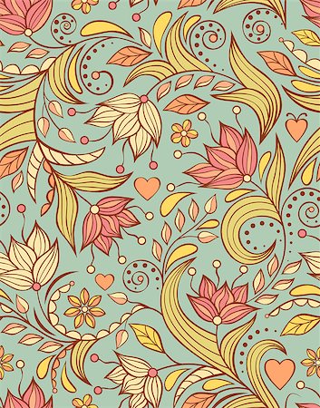 simsearch:400-07035440,k - Vector illustration of seamless pattern with abstract flowers.Floral background Stockbilder - Microstock & Abonnement, Bildnummer: 400-07223455