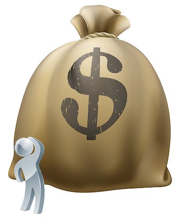 simsearch:400-07974419,k - What to do with your money concept, person looking up at a giant money sack Stockbilder - Microstock & Abonnement, Bildnummer: 400-07223476