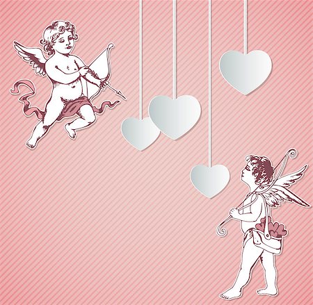 simsearch:400-07897102,k - Background with cupids and hearts for Valentine's Day Stock Photo - Budget Royalty-Free & Subscription, Code: 400-07223502