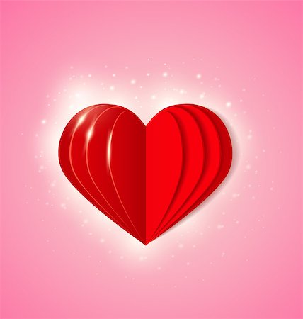 simsearch:400-08347146,k - Vector Valentine background with  red paper heart Stock Photo - Budget Royalty-Free & Subscription, Code: 400-07223522