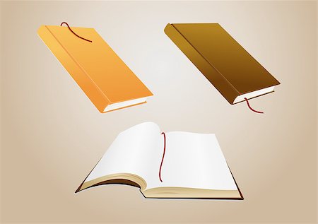 Illustration of open book with blank pages and two closed books Stock Photo - Budget Royalty-Free & Subscription, Code: 400-07223870