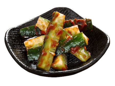 close up of korean cucumber banchan isolated Stock Photo - Budget Royalty-Free & Subscription, Code: 400-07232254