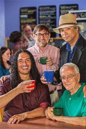 simsearch:400-07042113,k - Diverse group of handsome men in coffee house Stock Photo - Budget Royalty-Free & Subscription, Code: 400-07244063