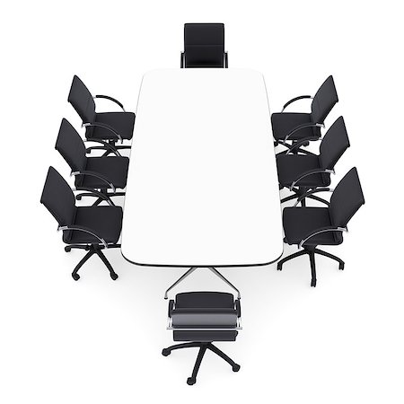 Office chairs and round table. Isolated render on a white background Stock Photo - Budget Royalty-Free & Subscription, Code: 400-07244167