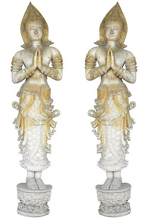 simsearch:400-04168966,k - pair angels  sculpture, thai style angel antique sculpture decorate on the white background Photographie de stock - Aubaine LD & Abonnement, Code: 400-07244221