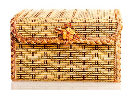 Yellow wicker box for needlework on a white background. Stock Photo - Budget Royalty-Free & Subscription, Code: 400-07244474