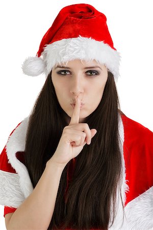 simsearch:400-04238180,k - Young woman in Christmas costume on white background. Stockbilder - Microstock & Abonnement, Bildnummer: 400-07244590