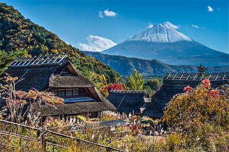 Mt Fuji viewed from Iyashinofurusato near Lake Saiko in Japan. Foto de stock - Super Valor sin royalties y Suscripción, Código: 400-07245036