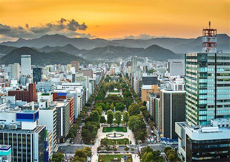simsearch:400-06640466,k - Cityscape of Sapporo, Japan at odori Park. Stock Photo - Budget Royalty-Free & Subscription, Code: 400-07245049