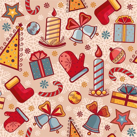 simsearch:400-07105067,k - Seamless pattern with Christmas elements. Vector backgroung. Stock Photo - Budget Royalty-Free & Subscription, Code: 400-07245106