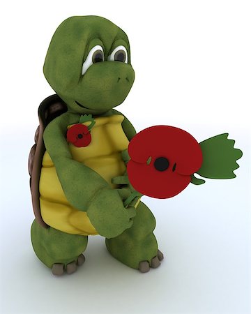 simsearch:400-05384268,k - 3D render of a tortoise with poppy in rememberance Photographie de stock - Aubaine LD & Abonnement, Code: 400-07245176