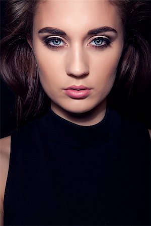 dark beautiful girl portrait with blue eyes Stock Photo - Budget Royalty-Free & Subscription, Code: 400-07245298