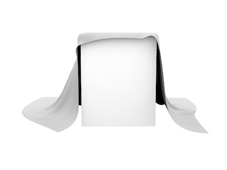 Box covered with a white cloth. Isolated render on a white background Foto de stock - Super Valor sin royalties y Suscripción, Código: 400-07245290
