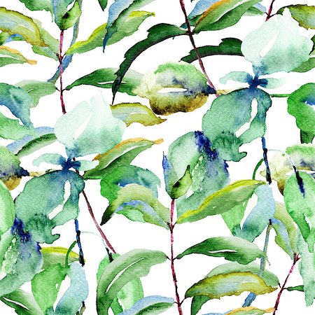 Floral seamless pattern, watercolor illustration Stock Photo - Budget Royalty-Free & Subscription, Code: 400-07245366