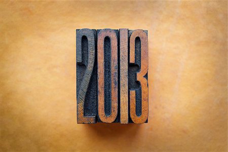 simsearch:400-07325569,k - The year 2013 written in vintage letterpress letters. Fotografie stock - Microstock e Abbonamento, Codice: 400-07245593