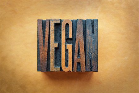 enterlinedesign (artist) - The word VEGAN written in vintage letterpress type. Stock Photo - Budget Royalty-Free & Subscription, Code: 400-07245645