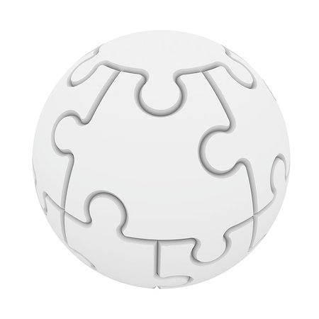 simsearch:400-07258941,k - Sphere consisting of puzzles. Isolated render on a white background Stock Photo - Budget Royalty-Free & Subscription, Code: 400-07245974