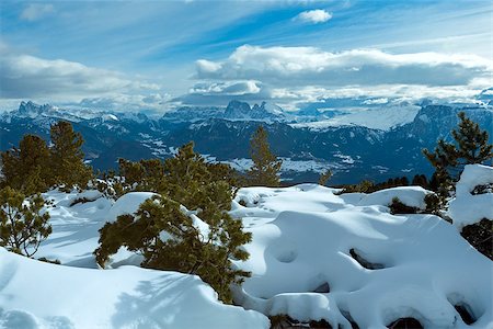 simsearch:400-08283887,k - Beautiful winter mountain landscape  (Rittner or Ritten Horn, Italy) Photographie de stock - Aubaine LD & Abonnement, Code: 400-07246110