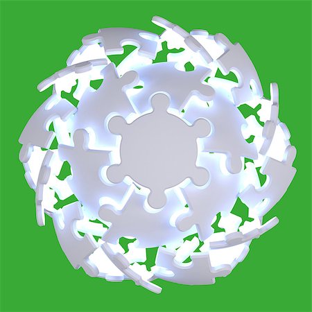 simsearch:400-07258941,k - Sphere consisting of puzzles. 3d render isolated on green background Stock Photo - Budget Royalty-Free & Subscription, Code: 400-07246374