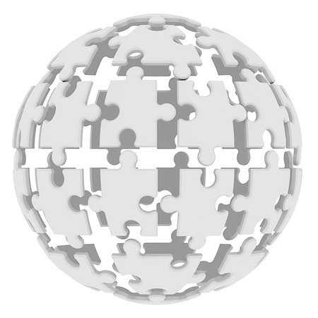 simsearch:400-07258941,k - Sphere consisting of puzzles. 3d render isolated on white background Stock Photo - Budget Royalty-Free & Subscription, Code: 400-07246383