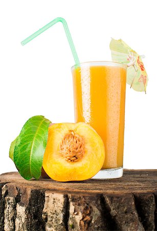 simsearch:400-06388996,k - Peaches and glass with juice white isolated studio shot. Stock Photo - Budget Royalty-Free & Subscription, Code: 400-07246416