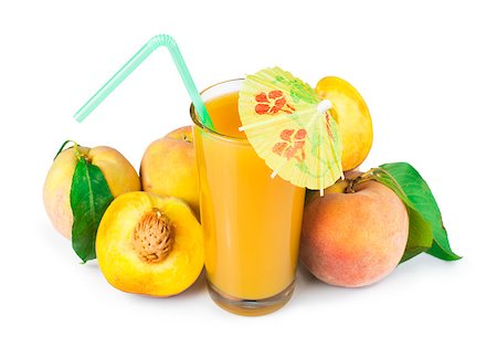 simsearch:400-06388996,k - Peaches and glass with juice white isolated studio shot. Stock Photo - Budget Royalty-Free & Subscription, Code: 400-07246410