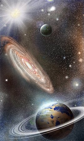 dracozlat (artist) - distant planets against the background of the galaxy in outer space Stockbilder - Microstock & Abonnement, Bildnummer: 400-07246560