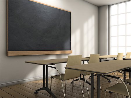 empty school chair - Blackboard and school desks background Stock Photo - Budget Royalty-Free & Subscription, Code: 400-07247009