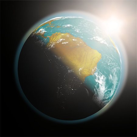 simsearch:400-08427636,k - Space view of the sun rising over South America on planet Earth. Elements of this image furnished by NASA. Foto de stock - Super Valor sin royalties y Suscripción, Código: 400-07247294