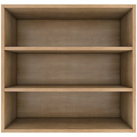 Wooden shelves. 3d render isolated on white background Stock Photo - Budget Royalty-Free & Subscription, Code: 400-07247559