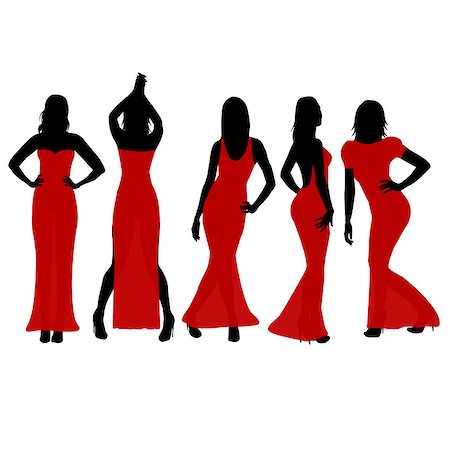 simsearch:400-07466197,k - Women silhouettes dancing in red dresses Stock Photo - Budget Royalty-Free & Subscription, Code: 400-07247607