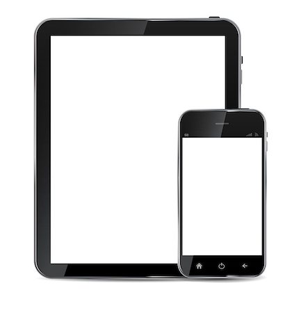 simsearch:400-07514574,k - Abstract design  realistic mobile phone and tablet with blank screen isolated on white background.Vector  illustration Photographie de stock - Aubaine LD & Abonnement, Code: 400-07248410