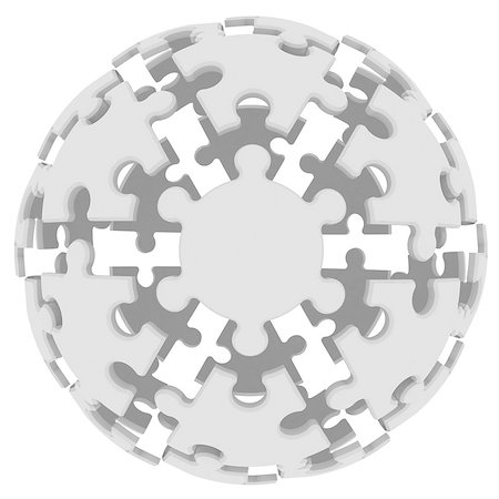 simsearch:400-04231682,k - Sphere consisting of puzzles. 3d render isolated on white background Photographie de stock - Aubaine LD & Abonnement, Code: 400-07248960