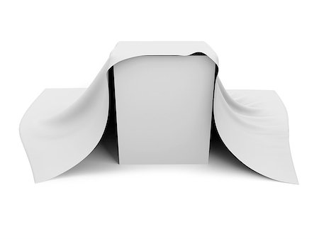 simsearch:400-07248992,k - White box covered with a white cloth. Isolated render on a white background Photographie de stock - Aubaine LD & Abonnement, Code: 400-07248963