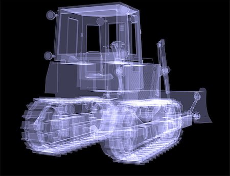 simsearch:400-04167242,k - Bulldozer. X-ray. 3d render isolated on a black background Stock Photo - Budget Royalty-Free & Subscription, Code: 400-07248997