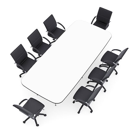 Office chairs and round table. Isolated render on a white background Stock Photo - Budget Royalty-Free & Subscription, Code: 400-07248990