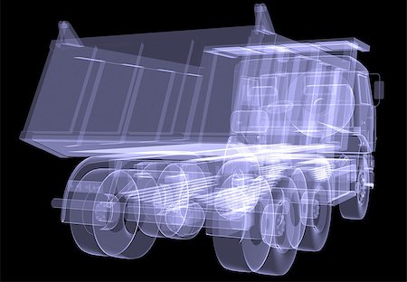 simsearch:400-04329033,k - Big truck. X-ray. Isolated 3d render on black background Stock Photo - Budget Royalty-Free & Subscription, Code: 400-07249009