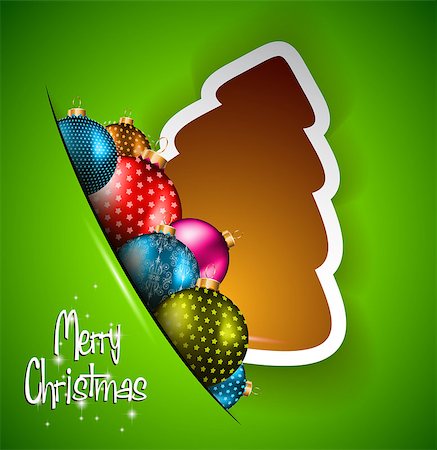 simsearch:400-07215479,k - Funny 2014 Merry Christmas background with stylized paper tree and baubles. Foto de stock - Super Valor sin royalties y Suscripción, Código: 400-07249158