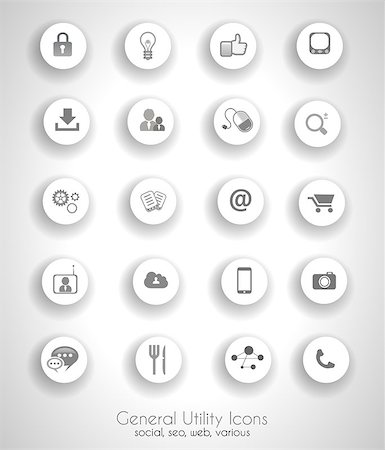 simsearch:400-07504762,k - Social network life concept with cloud reference. A lot ot icons with delicate shadows Photographie de stock - Aubaine LD & Abonnement, Code: 400-07249216