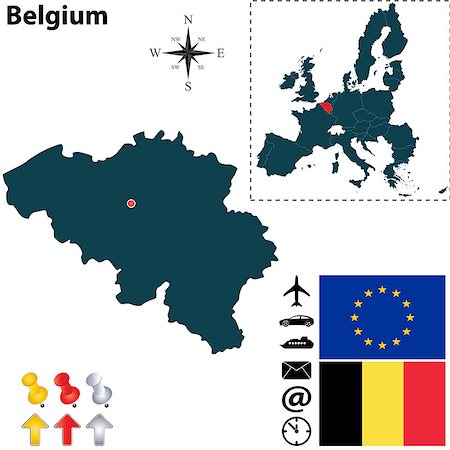 simsearch:400-04968347,k - Vector set of Belgium country shape with flags, icons isolated and European Union Stock Photo - Budget Royalty-Free & Subscription, Code: 400-07249237